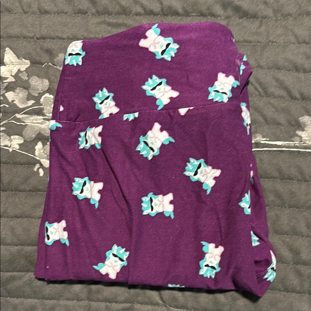 NWOT LuLaRoe Purple Leggings with Blue and White Unicorns